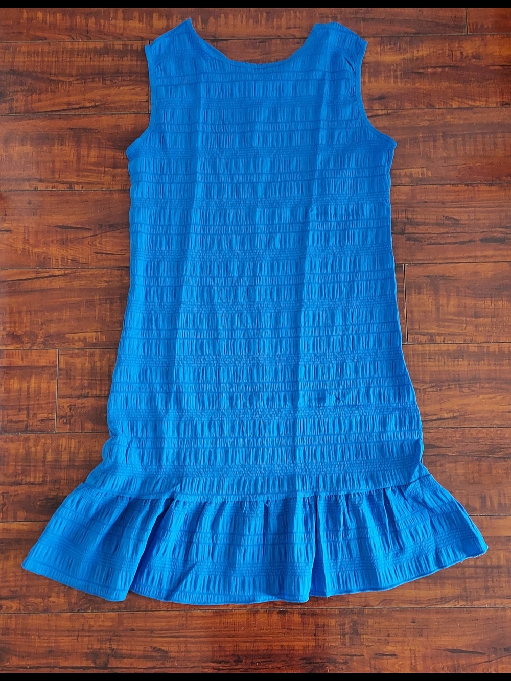 Amazon Blue Sleeveless Ruffle Hem Dress